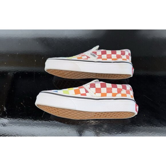 VANS Classic Slip-On Toddler Youth Athletic Shoes Size 11 Rainbow Checkerboard - Picture 6 of 8